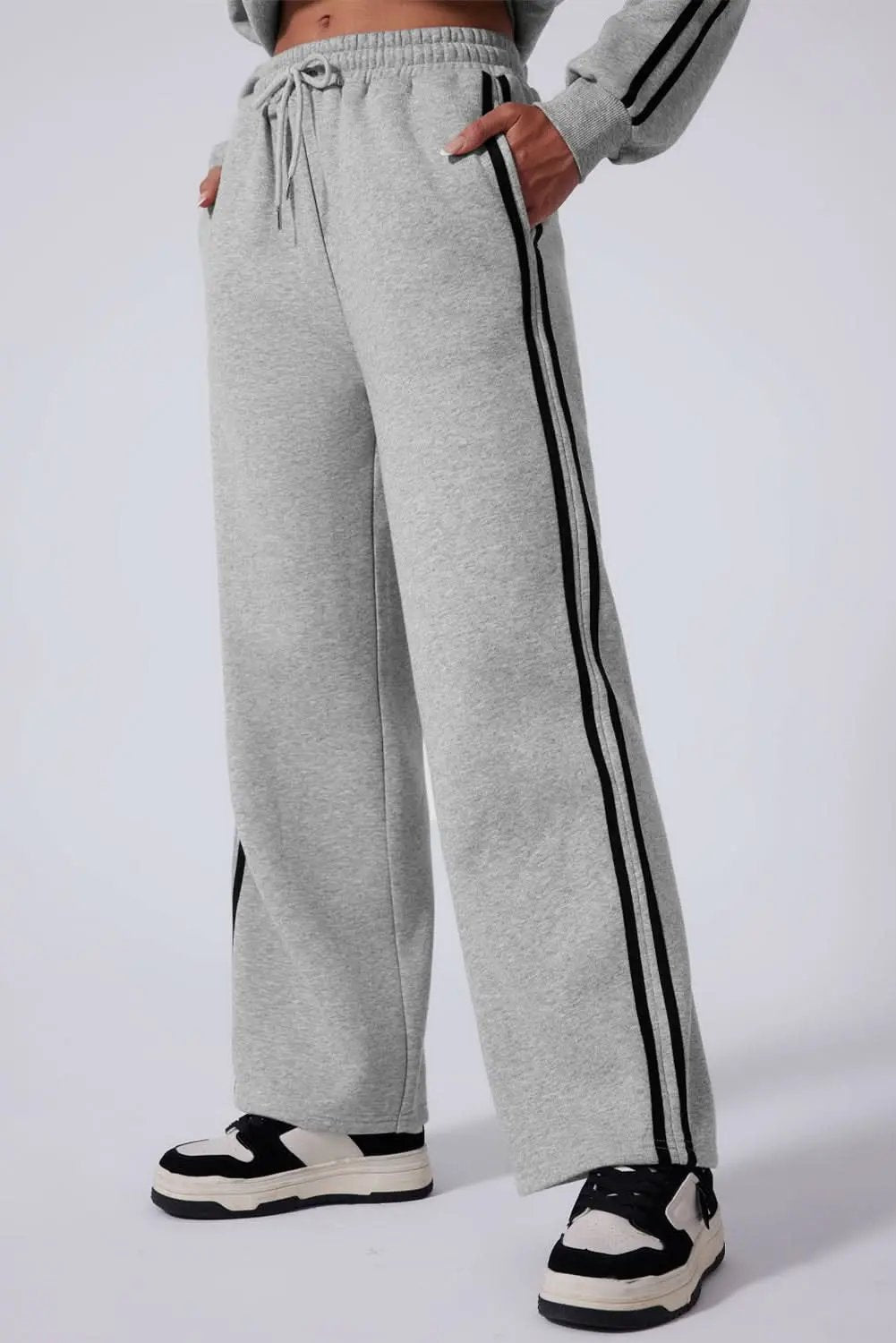 Light grey striped activewear set - Love Salve
